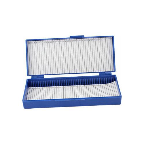 Royal Blue Plastic Rectangle Shape 50-Place Microslide Slide Microscope Box