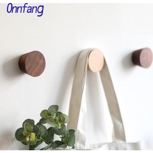 Round Wood Hooks Clothes Coat Racks Wall Hook Beech Black Walnut Bag Hat Nordic Rack Hook Wall Hanger Modern Home Decoration