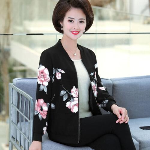 2020 Mother Jackets Spring Autumn Jacket Female Short Coat New Middle-aged Elderly Women Fashion Casual Baseball Uniform 4XLA497