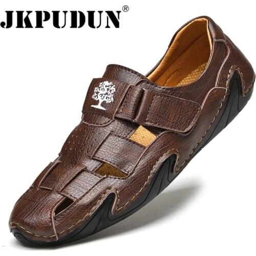 Summer Men Sandals Fashion Leather Casual Shoes Men Classic Lightweight Roman Sandals Male Slippers Driving Shoes Zapatos Hombre