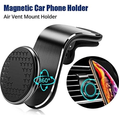 F19 Magnetic Car Phone Holder Universal Air Outlet Metal Magnetic GPS Navigation Car Bracket 360 Degree Rotation Holder