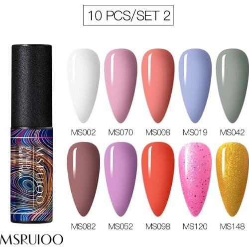 MSRUIOO Color UV Gel Nail Polish Set Pink Blue Color Series Led Nail Gel Varnish Semi Permanent Nail Lacquer Kit