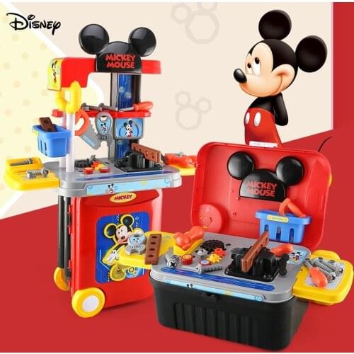 Mickey Mouse Cartoon Children Toys Drills Tool Boys Pretend Play Toys Disney Children Toolbox Set Repair Tool Ki House Play Toy