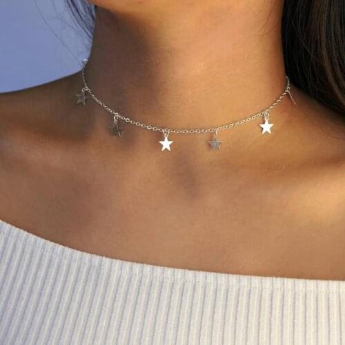 Mveifol Simple Star Pendant Necklace Bohemian Geometric Choker Necklace for Women Short Clavicle Chain Fashion Jewelry Gift