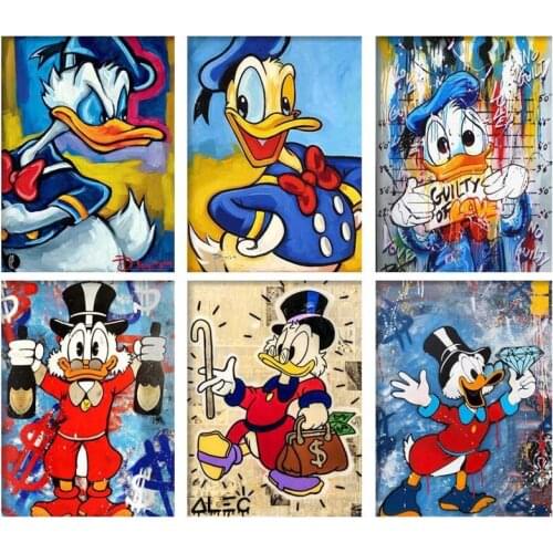 Disney Diamond Painting Graffiti Art Funny Donald Duck Canvas Street Art Full Diamond Embroidery Poster Kit Home Decor Gift