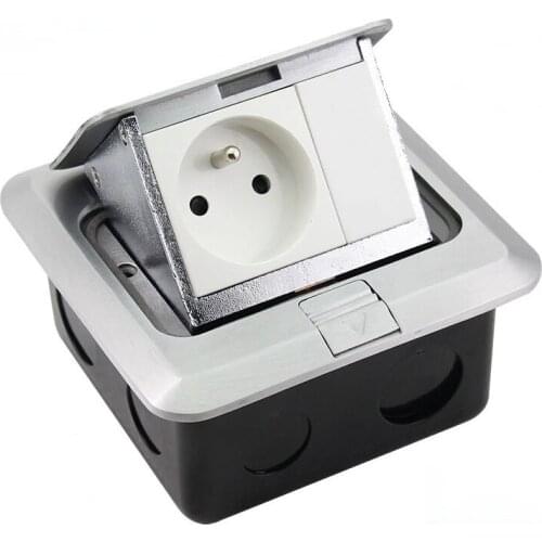 250V 16A France Floor Socket With Press Made Of Aluminum Or Copper Silver For Ground With Bottom Box Pop-up Floor Socket