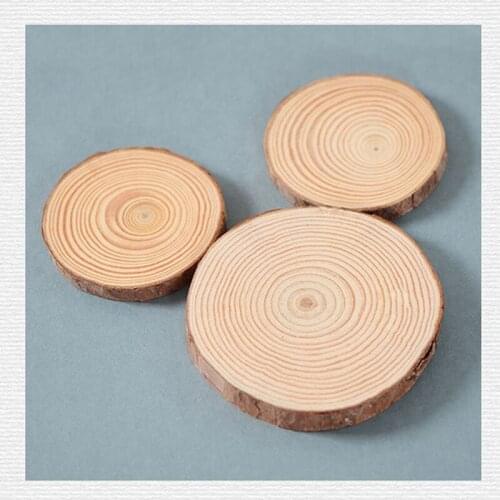 Natural Round Unfinished Wood Slices Circles With Tree Bark Log Discs DIY Crafts Wedding Party