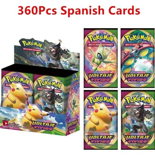 New Spanish Version 360Pcs Pokemon Card Vivid Voltage Sword&Shield TCG Series Booster Box 36Bag Collection Trading Card Game Toy