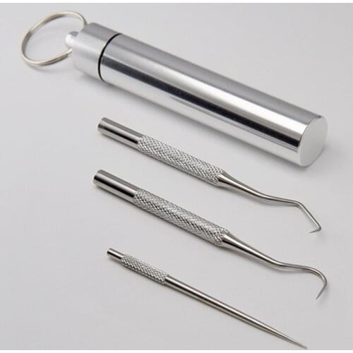 Outdoor Portable Toothpick Set Stainless Steel Toothpick And Toothpick Holder Portable Rust-resistance Outdoor Tooth Pick Tools