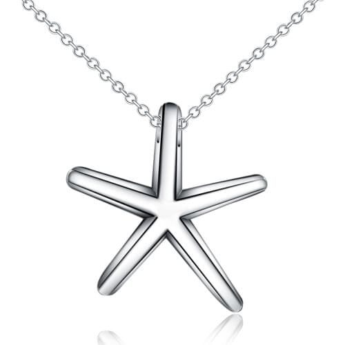 925 Sterling Silver Starfish Pendants And Necklaces For Women 18Inch Snake Necklace Female Wedding Vintage Jewelry Gifts GaaBou