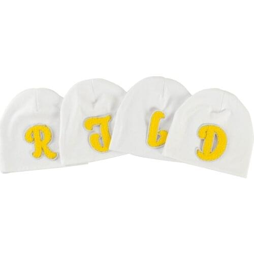 Pure White Cotton Baby Beanies Boys With Letter Accessories Soft Hat Girls Cute Casual Stretch Cap Children New Fashion Headwear