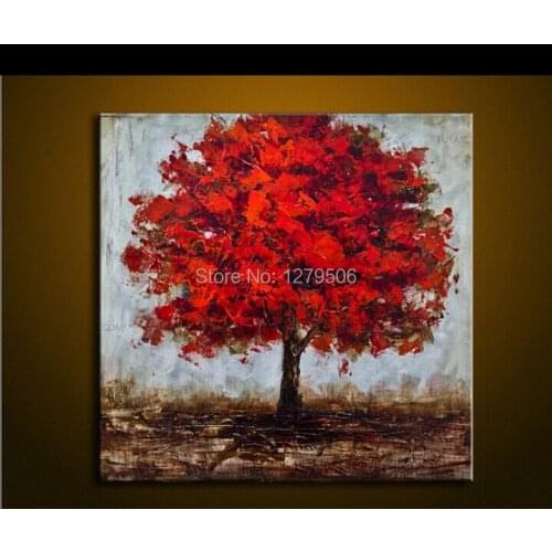 Modern Handmade Floral Paintings 1 Panel Pictures Wall Art Handpainted Abstract Red Flower Oil Painting On Canvas Home Decor