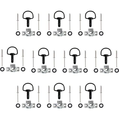 10 Set Motorcycle Universal Quick Release D-RING 1/4 Turn Race Fairing Fasteners Rivet 19mm Screw