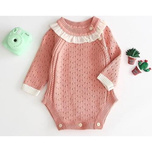 Baby Girls Knitted Romper Girls Cute Crochet Rompers 2021 Spring Toddler Kids Spring Infant Lovely Knitting Romper High Quality