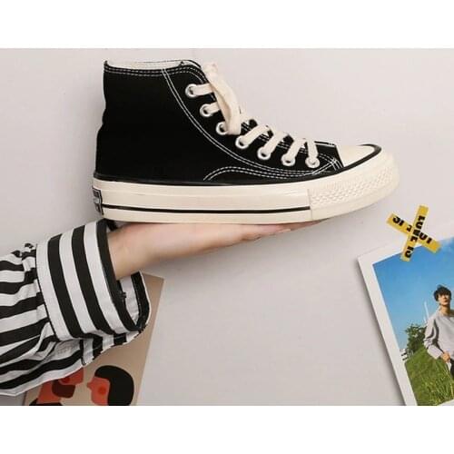 High-top ladies fashion casual shoes casual sports shoes breathable flat bottom driving vulcanized couple walking shoes canvas