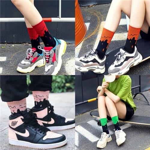 Red Black Stitching Women Sports Socks Cotton Hot!Socks Essential Fashion Outfit Socks