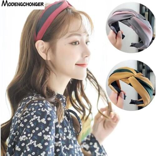 Fashion Knot Stripe Hair Bezel Contrast Cross Hairbands Girls Headband Patchwork Hair Hoop For Women Hair Accessories Headdress