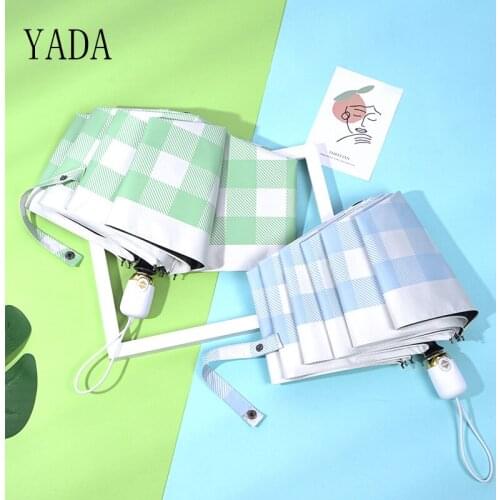 YADA Luxury Plaid Pattern Umbrella Windproof Folding Female Male Automatic Umbrellas For Man Women Rain Custom Umbrella YS200075