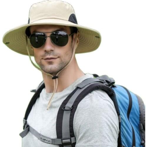 1PC Wide Brim Fishing Hat Unisex Sports Travel Mesh Outdoor Sport Sun UV Protector Caps Men Hiking Hunting Hats