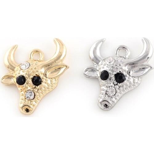 10pcs/lot Cattle Rhinestone Dangle Handmade Charms Pendant DIY for Bracelet Necklace Bag