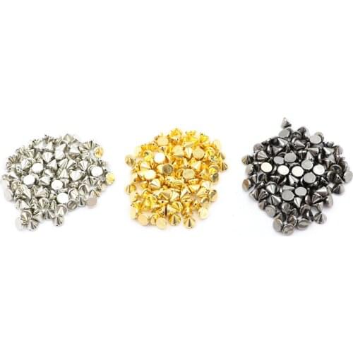 100 Pcs/lot Plastic Sew On Wedding Garment Round Spike Rivet For DIY Crafts Bags Clothes Gold Silver