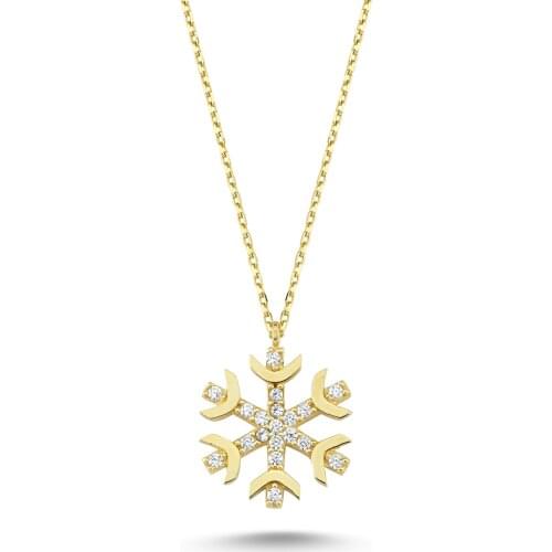 14k (585) Gold Snowflake Pendant, Necklace