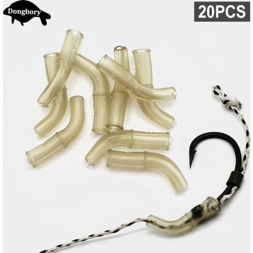 20PCS Carp Fishing Line Aligner Short Hook Sleeve Soft Rubber Elbow Anti Tangle Sleeve for Hair Rig Fishing Terminal Accessories
