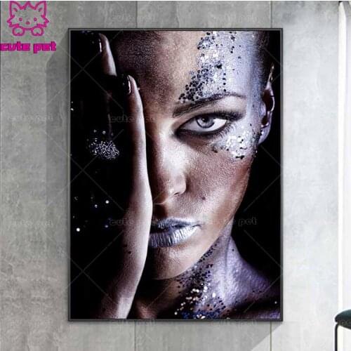 3d round square diamond embroidery African woman Diy full diamond painting stitch cross mosaic picture rhinestones home art deco