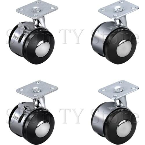 4 Pcs 1.5/2 Inch Zinc Alloy Swivel Plate Caster Wheels Heavy Duty Caster With Top Plate Nylon Wheels For Coffee Table Furniture