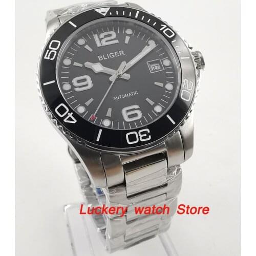 40mm bliger black dial Luminous saphire glass;black Ceramic Bezel Automatic movement mens watch-BA87