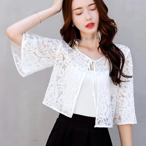 White Black Pink Lace Sunscreen Bolero Wedding Shrugs For Women Bridal Jacket Elegant Party Cape Dress Summer Top Shawls Wraps