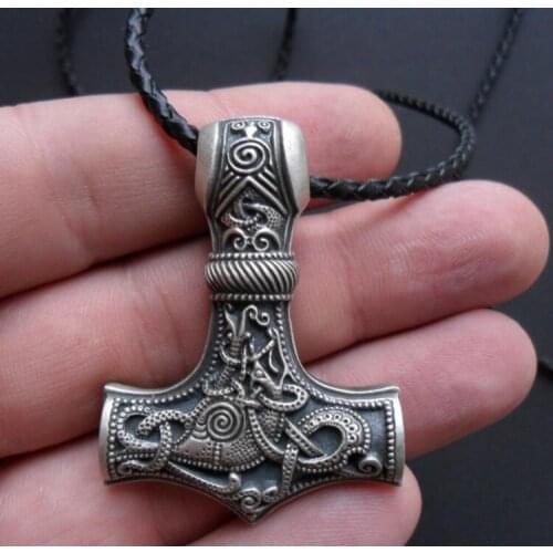 1pc 45*35mm Large Viking Thors Hammer Mjolnir Pendant Necklace XL-193