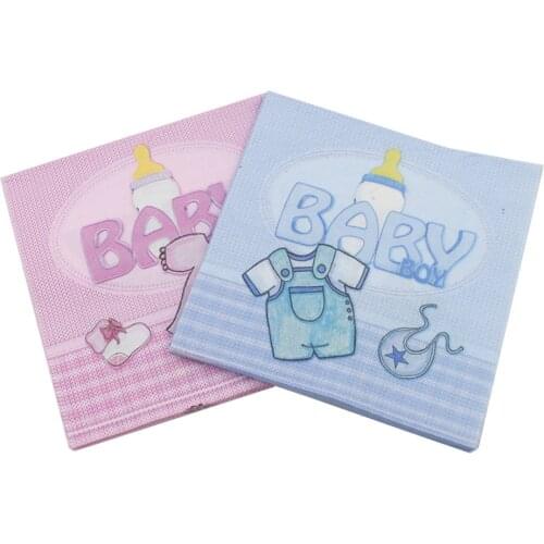 33x33cm 20pcs Napkins paper for baby shower for Celebrating babys birthday red and blue for dinner party home decoration