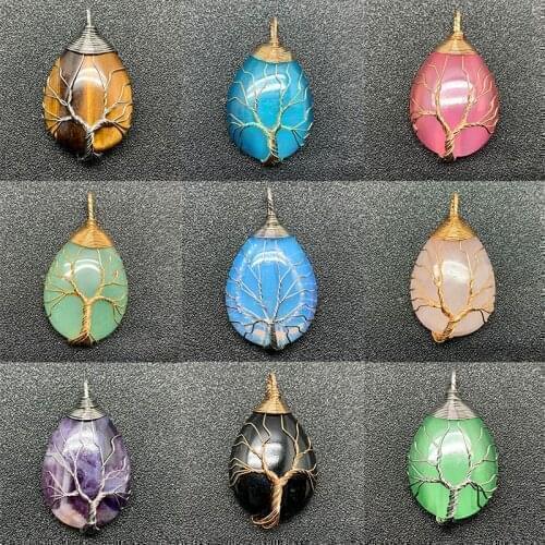 Momiji Natural Stone Water Drop Shape Beads Amethyst Opal Tiger Eye Cabochon Cameo fit Pendant For Jewelry Accessories wholesale