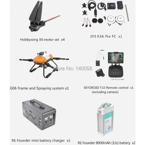 EFT G06 Four-axis 6L 6KG Agriculture drone Agriculture Extension Rod Spray System JIYI K3A pro skydroid T10 8000mAh battery kit