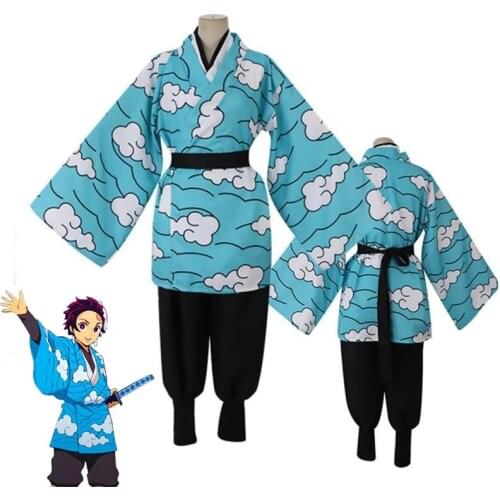 Demon Slayer Cosplay Anime Unisex Costume Suit Pattern Kimetsu No Yaiba Kamado Tanjirou Kimono Unisex Anime Cosplay Costumes