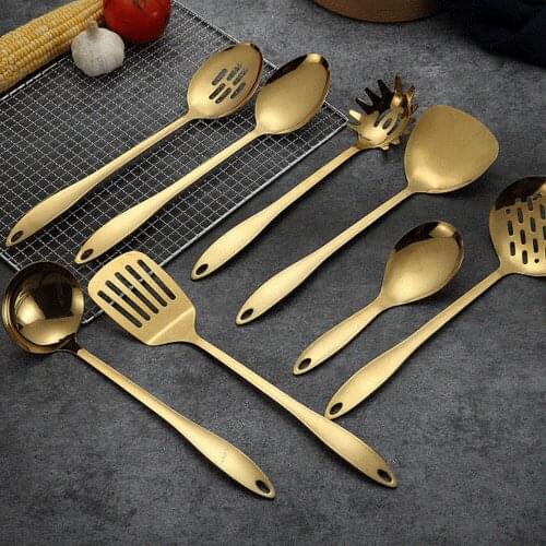 Gold Titanium Stainless Steel Cooking Tool Spoon Spatula Cooker Kitchen Tool Spatula Spoon Kitchenware Cooking Tools