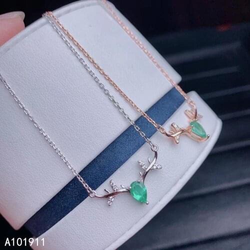 KJJEAXCMY fine jewelry natural Emerald 925 sterling silver women pendant necklace chain support test popular