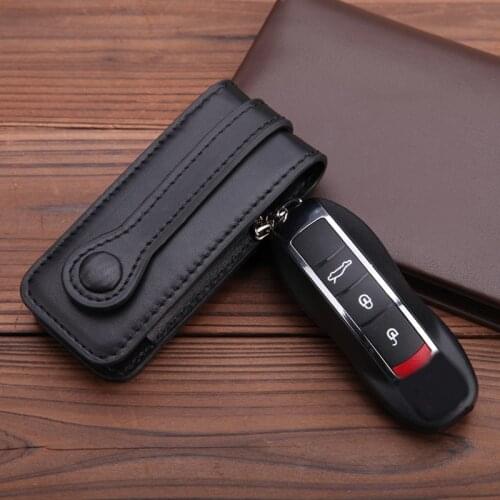 Leather Car Key Case For Porsche Cayenne 911 996 Panamera Macan Boxster 986 987 981 3 Buttons Smart Remote Fob Protector Cover