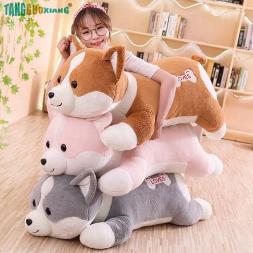 60/80/100cm Lovely Shiba Inu Dog Plush Toy Soft Stuffed Animal Doll Corgi Cusion Christmas Gift for Baby Kids Kawaii Xmas gift
