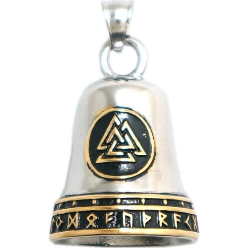 Mens 316L Stainless Steel Cool Viking Bell Pendant