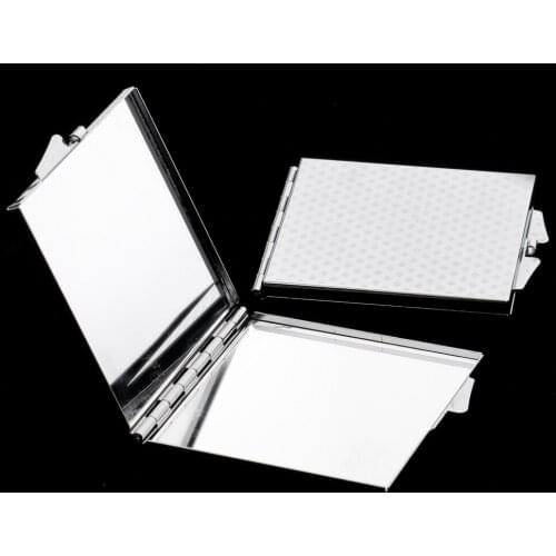 Pack of 2 Double Sides Folding Pocket-size Makeup Mirror Portable Square Compact Mirror Silver Lightweight