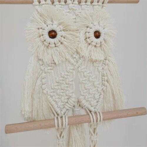 Nordic Style Owls Rope Net Bag Cotton Macrame Wall Hanging Handmade Flower Pot Basket Tassels Dreamcatcher Home Decoration