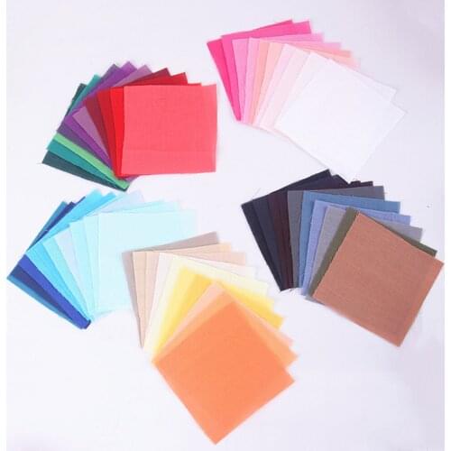 2020 New Handmade 50pcs DIY Cotton Fabrics Patchwork Group Plain Square Cotton Cloth DIY Manual Solid Color Cloth 25*25cm