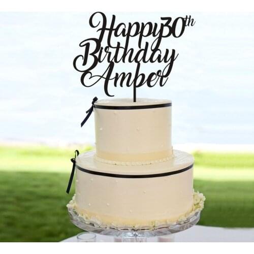 Personalised Happy Birthday Cake Toppers. Custom Name age. Gold Glitter Birthday Cake Toppers. Stylish birthday cake decoration