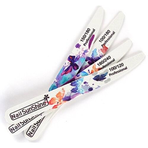 5pcs/Lot Wood Nail File 100/120/150/180/240 Wooden Nail Files Washable Straight Nail Art Files Buffer Nail Salon Tools