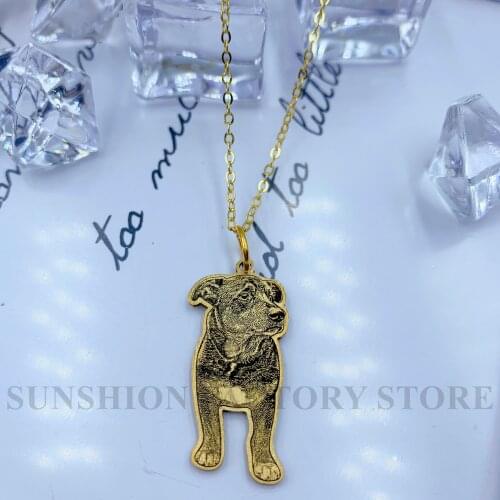 Customize gold-plated pet necklace Pendant Dog CAT Jewelry engraving Puppy photo and name gift Animal Necklaces Custom Pendant