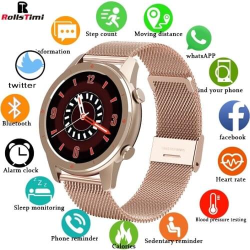ROLLSTIMI Bluetooth Call Smart Watch Women Men Waterproof Sports Health Fitness Tracker Woman smartwatch for Xiaomi Huawei phone