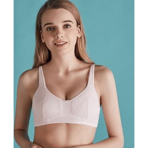 Roseheart Women Fashion Sexy Pink Lace Bralette Bow Wireless Small Chest Student Bras Cotton Maiden Bras Underwear A B Female