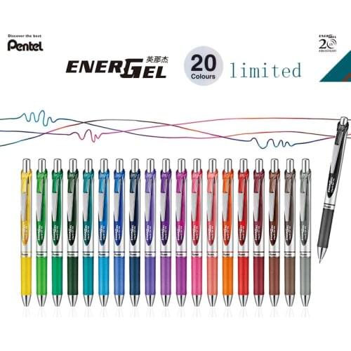 5Pcs Japan Pentel 20th Anniversary Limited Gel Pen BLN75 Smooth and Quick-Drying Press The Color Pen 0.5mm 20 Colors